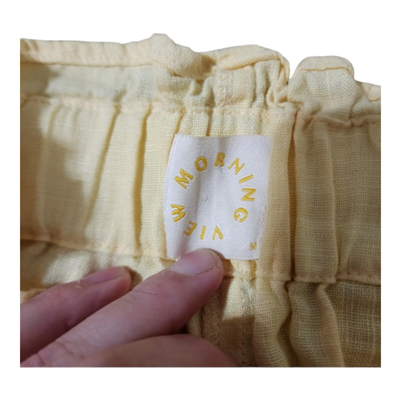 Morning view mesa linen pant in yellow wide leg flowy ankle crop high waisted - Picture 4 of 10